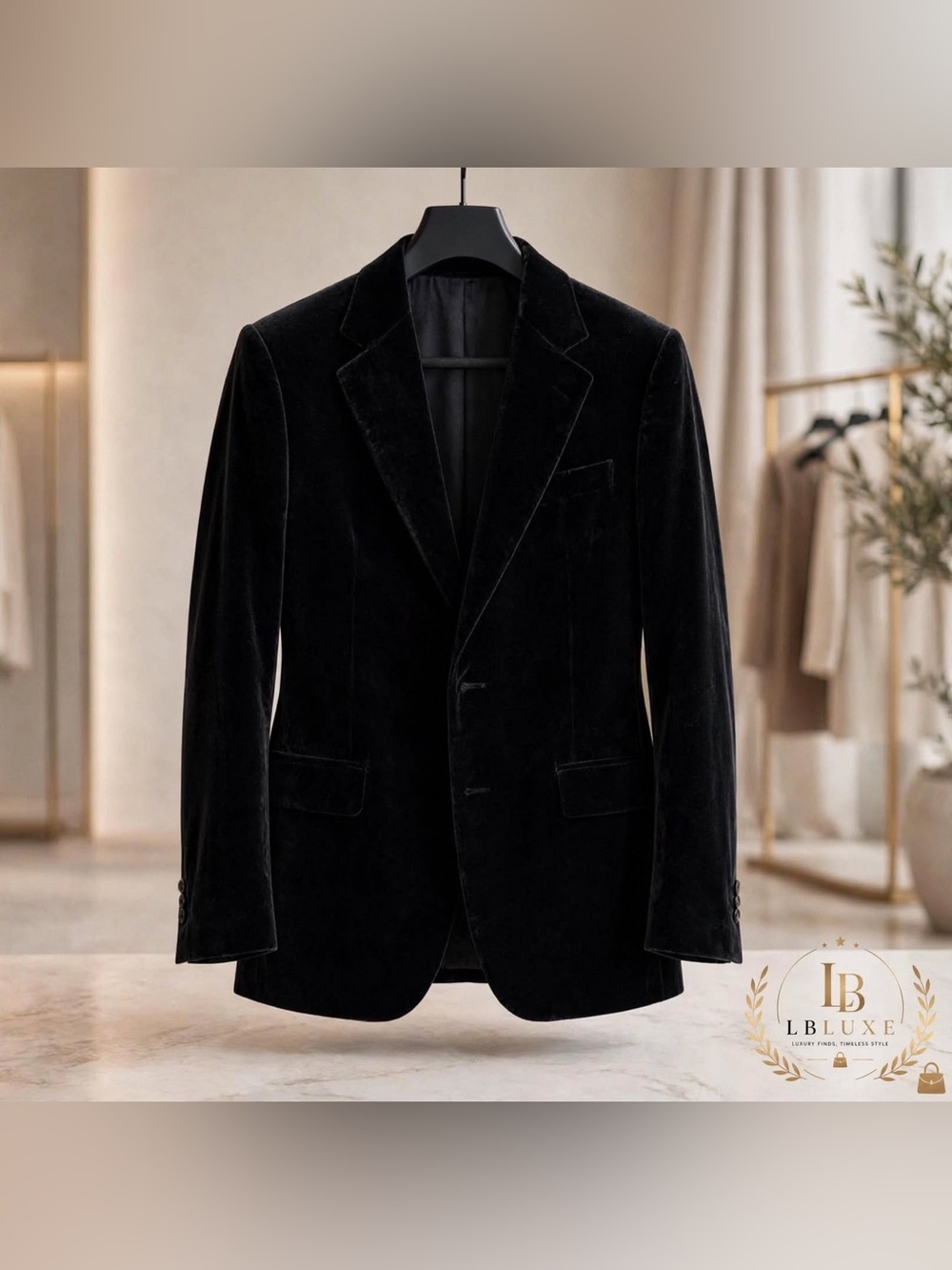 VINTAGE Yves Saint Laurent Navy Blue Velvet Blazer Jacket - Size 40 M